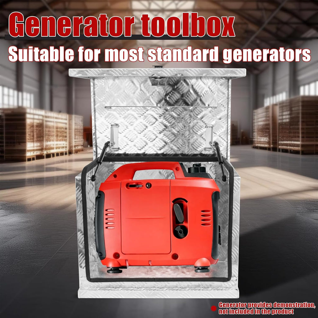 24.4x15.7x19.7 Inch Aluminium Generator Toolbox Heavy Duty Generator Storage Box Fully Sealed with Lock and Keys suitable for RV Garage