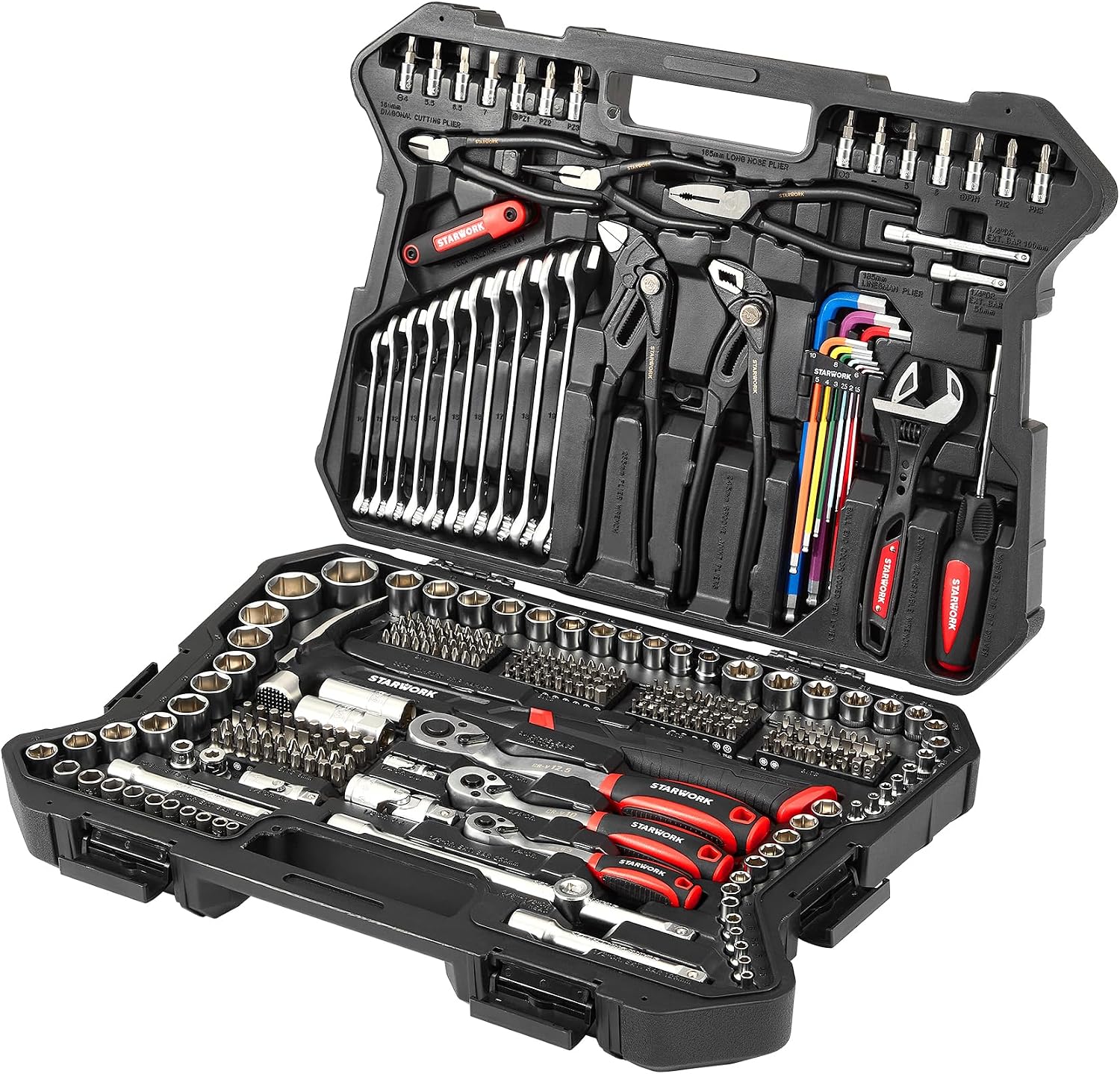 STARWORK TRUE MECHANIC™ 324-Piece Mechanics Tool Set and Socket Set with 22oz Dragon One-Piece Rip Hammer w/Grip, Professional