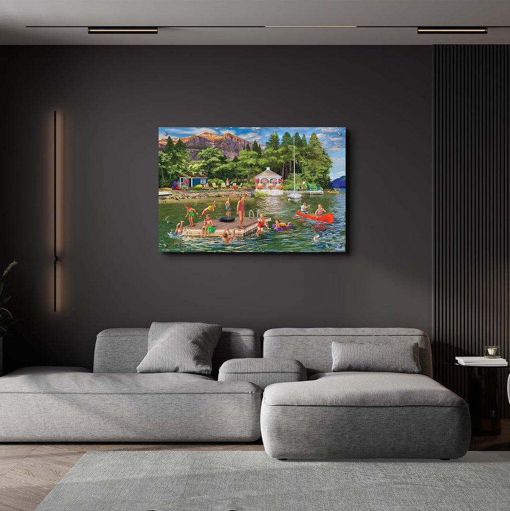 Epic Art 'Gazebo Lake' by Bigelow Illustrations Acrylic Glass Wall Art, 36' x 24'