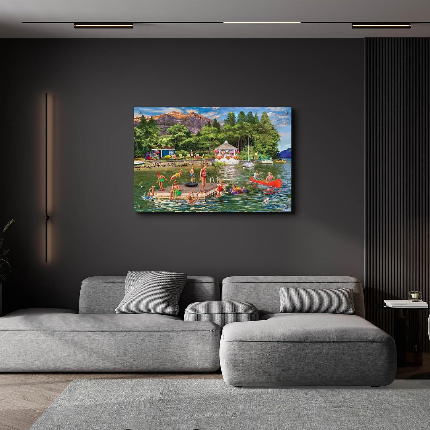 Epic Art 'Gazebo Lake' by Bigelow Illustrations Acrylic Glass Wall Art, 36' x 24'