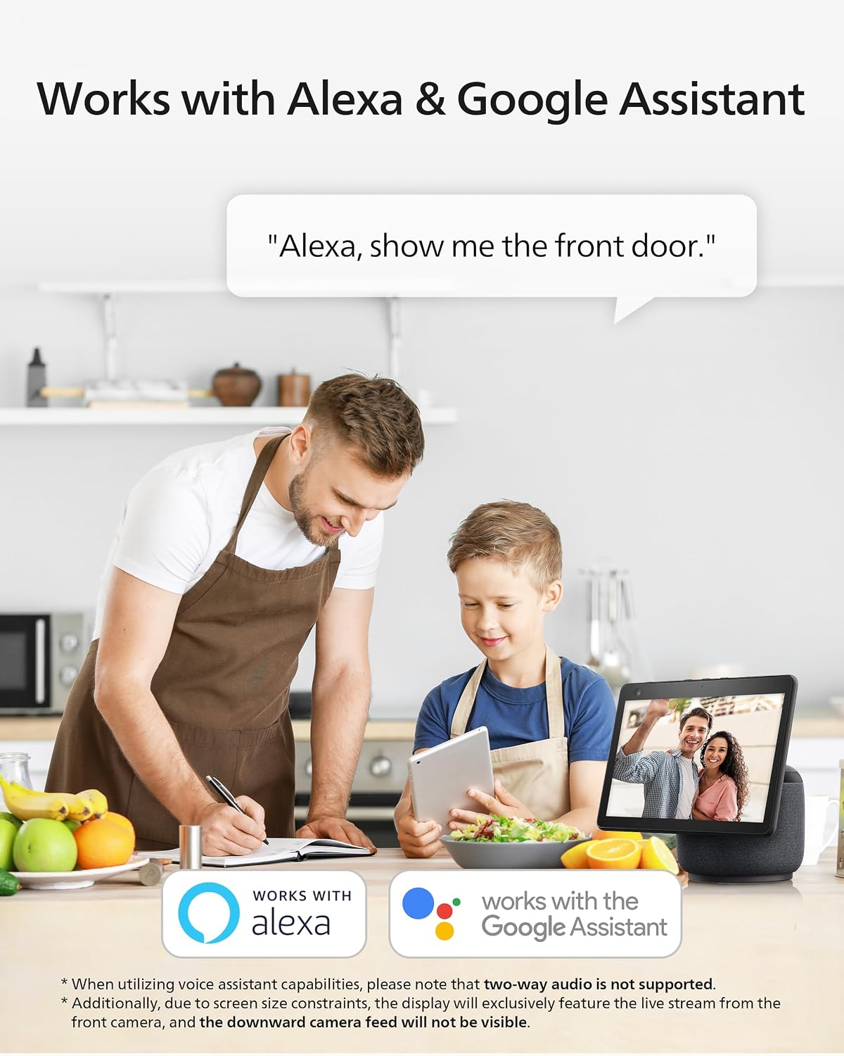 Philips Security Video Doorbell Camera (Chime Included), No Monthly Fee, Dual Cameras 2K QHD with Motion Detection, 2-Way Audio, Supports Alexa & Google Assistant, Battery/Wired Powered