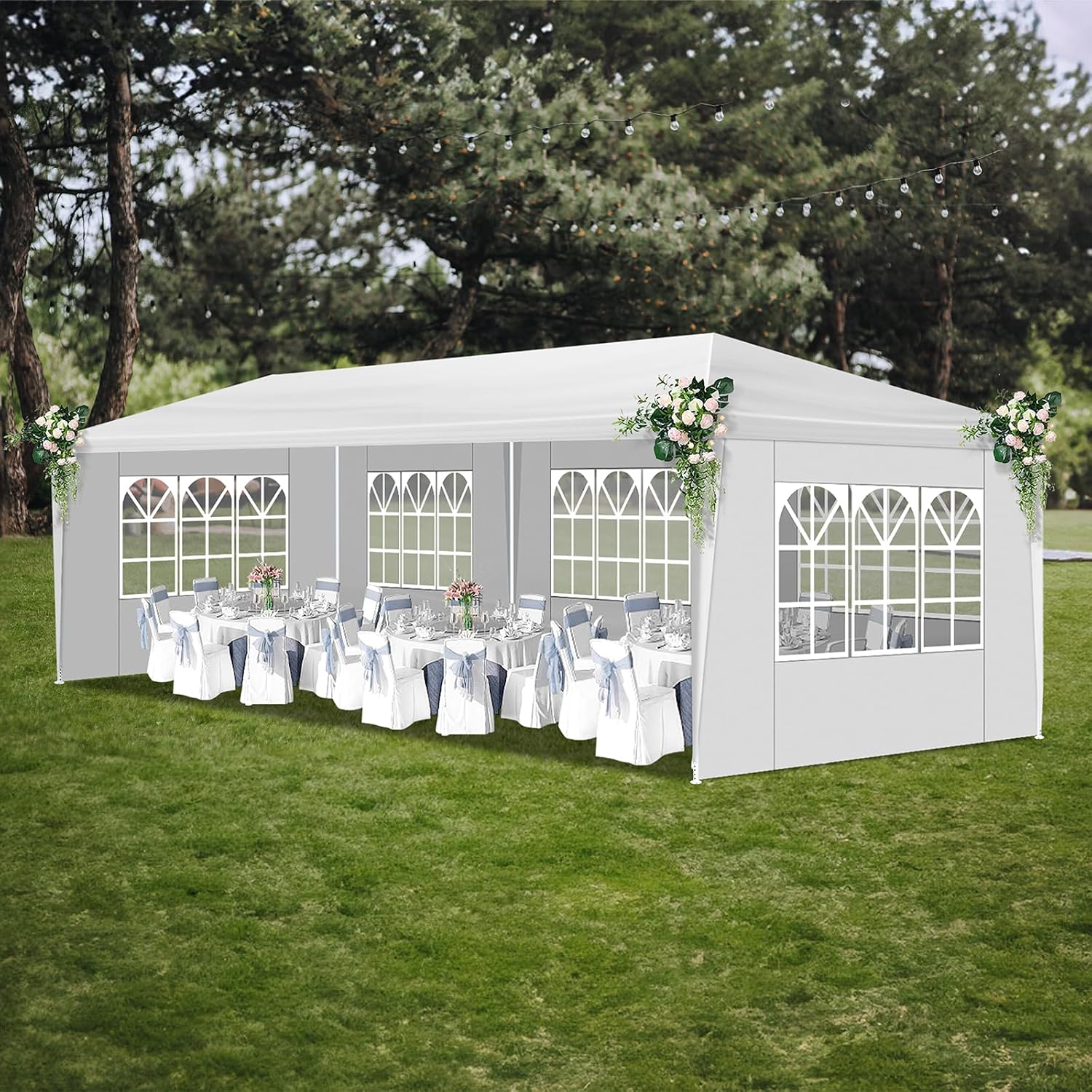 Outdoor Party Tent Wedding Birthday Tents for Parties Canopy Tent with Removable Sidewalls & Transparent Windows Outside Gazebo Event for Garden Patio and Backyard (10'x30'/5 Sidewalls)