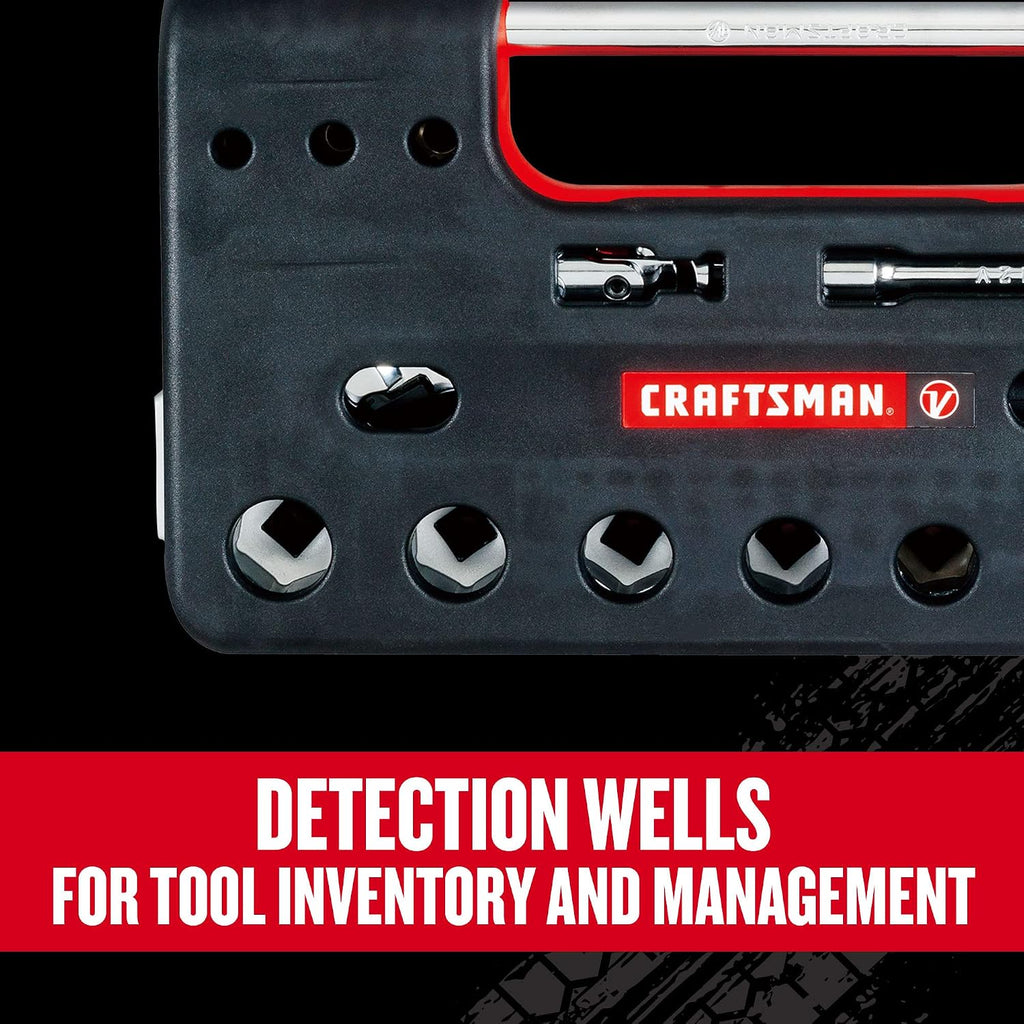 CRAFTSMAN V-SERIES Socket Set, Shallow MM, 3/8 Inch Drive, 18 Piece (CMMT45753V)