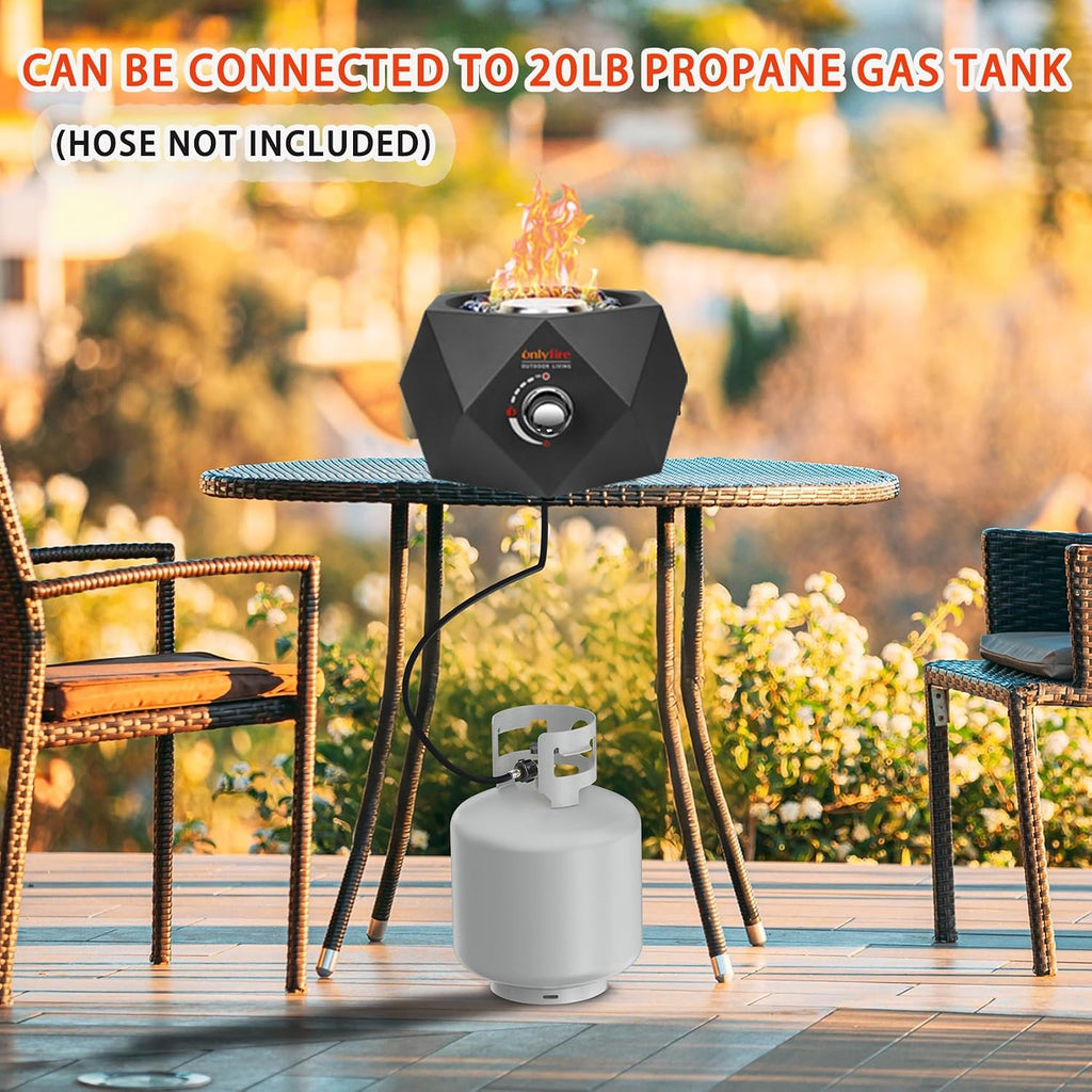 14' Modern Tabletop Fire Pit for Table with Umbrella Hole, Portable Gas Firepit for 1lb Propane Gas, Patio Backyard Porch Camping RV Tailgating, Bottom-Mounted FP003