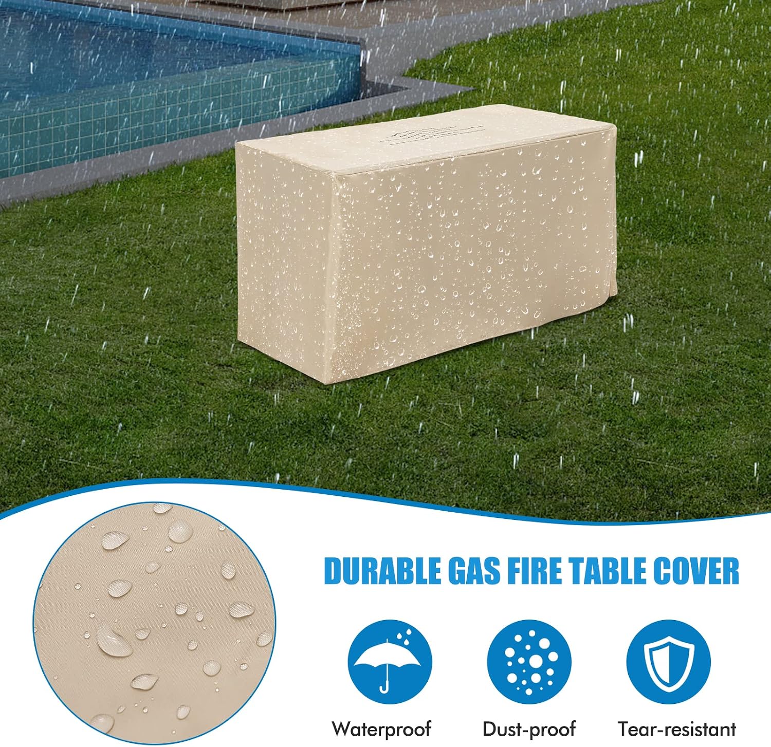 Tangkula 43 Inch Propane Fire Pit Table, Patiojoy 50,000 BTU Outdoor Gas Fire Table w/Wood Grain Tabletop, Hideaway Tank Storage, Lava Rocks, Rectangular Propane Firepit w/Waterproof Cover