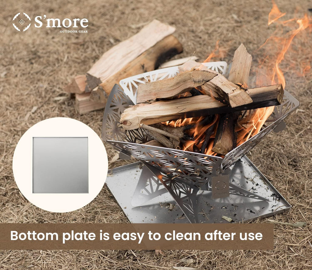 S'more Portable Assembled Camping Fire Pit,Outdoor Fire Pit with grill for cooking,Firepit Stove with storage bag,Backyard Patio Garden Fireplace for Camping, Outdoor Heating,Bonfire,Picnic-S size