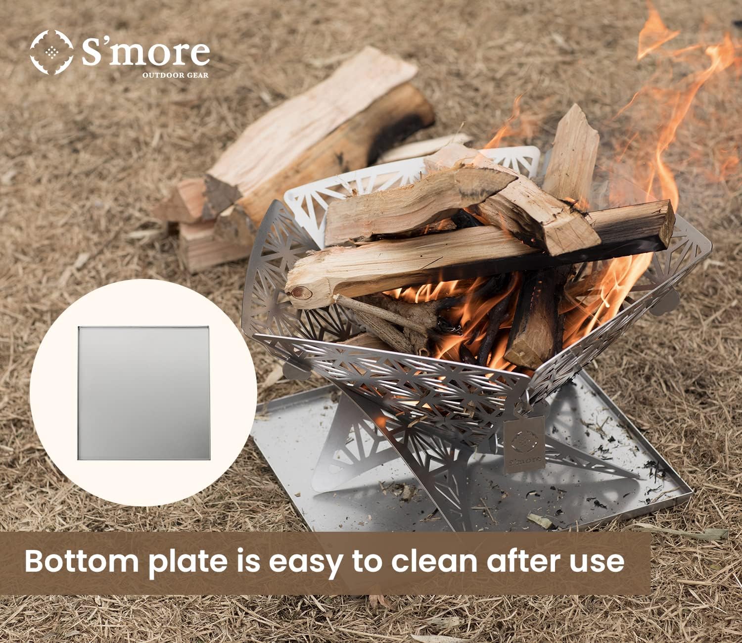 S'more Portable Assembled Camping Fire Pit,Outdoor Fire Pit with grill for cooking,Firepit Stove with storage bag,Backyard Patio Garden Fireplace for Camping, Outdoor Heating,Bonfire,Picnic-S size