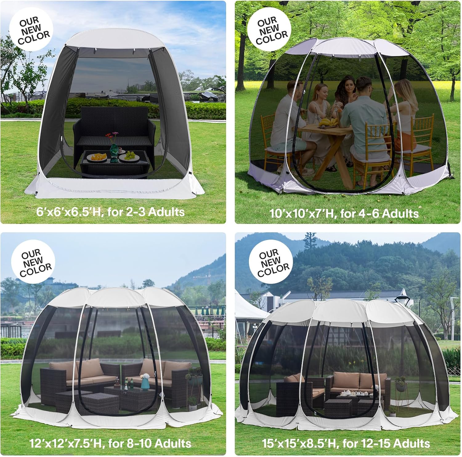 Alvantor 6'x 6' Pop Up Screen House Tent, Instant Outdoor Gazebo with Mosquito Netting & UPF 50+ Sun Protection, Portable Canopy Shelter for Patio, Backyard, Camping (Fits 2-3 Adults),Gray