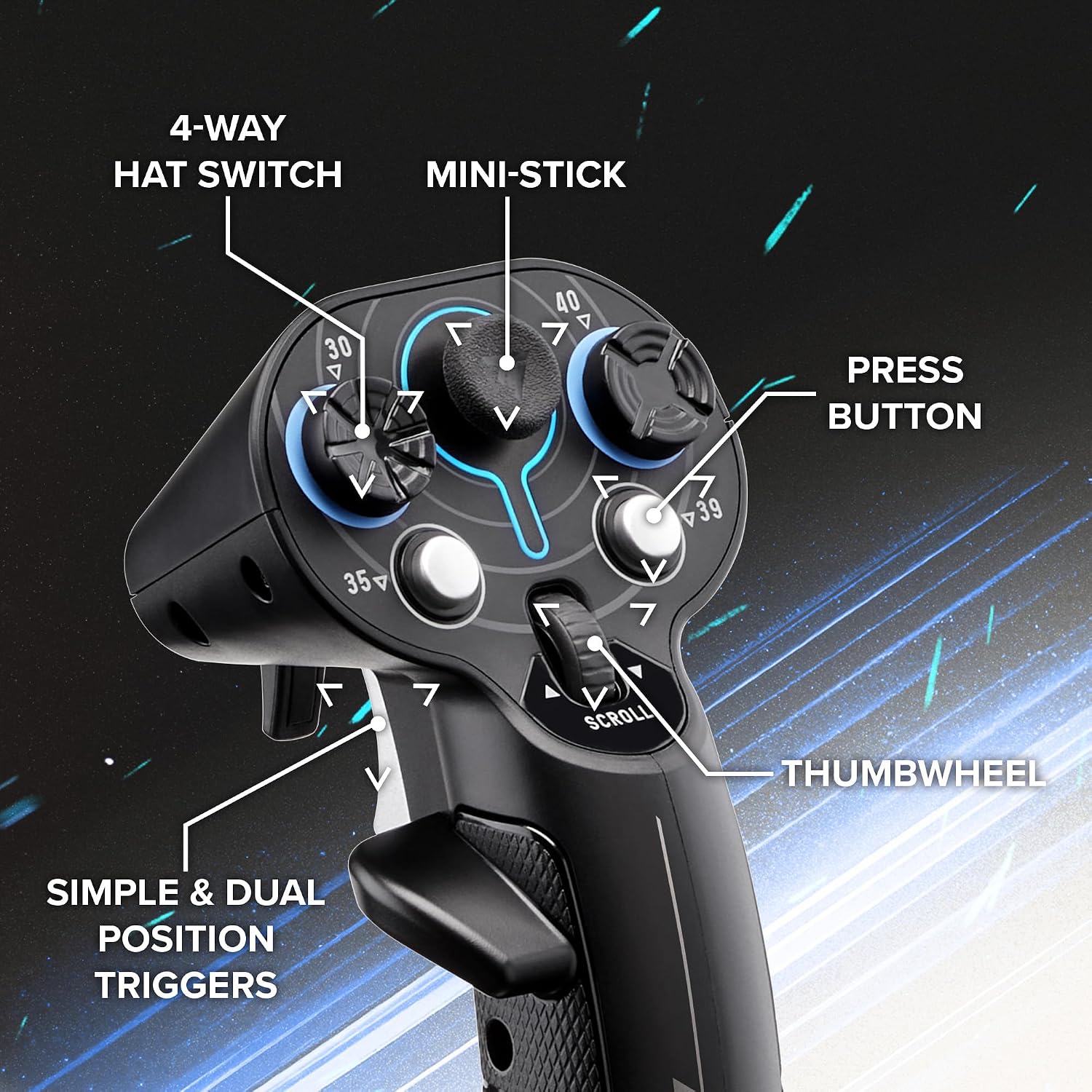 Thrustmaster Sol-R3 AVA Add-On Grip - Hall Effect Technology, 21 Action Buttons for Space Sim Racing Simulator Accessories - Compatible with PC