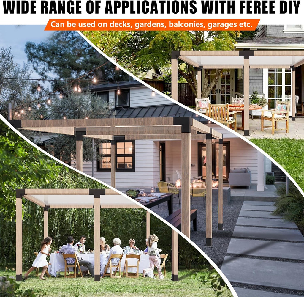 2Pack Pergola DIY Bracket Kits 6x6,3-Way T-Shaped Horizontal Post Brackets for 6'x6'(Actual:5.5'x5.5') Wood Beams,Heavy Duty Metal Brackets for Outdoor Pavilion,Proch,Log Cabin