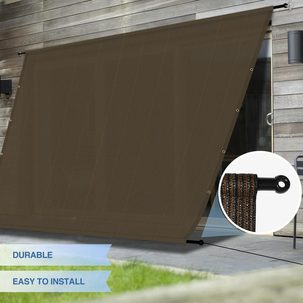 E&K Sunrise 11'Wx4'L Pergola Shade Cover with Weighted Rods & Grommets, Outdoor Sun Shade Cloth Canopy Replacement Cover UV Block for Patio Porch Deck Backyard (Brown)