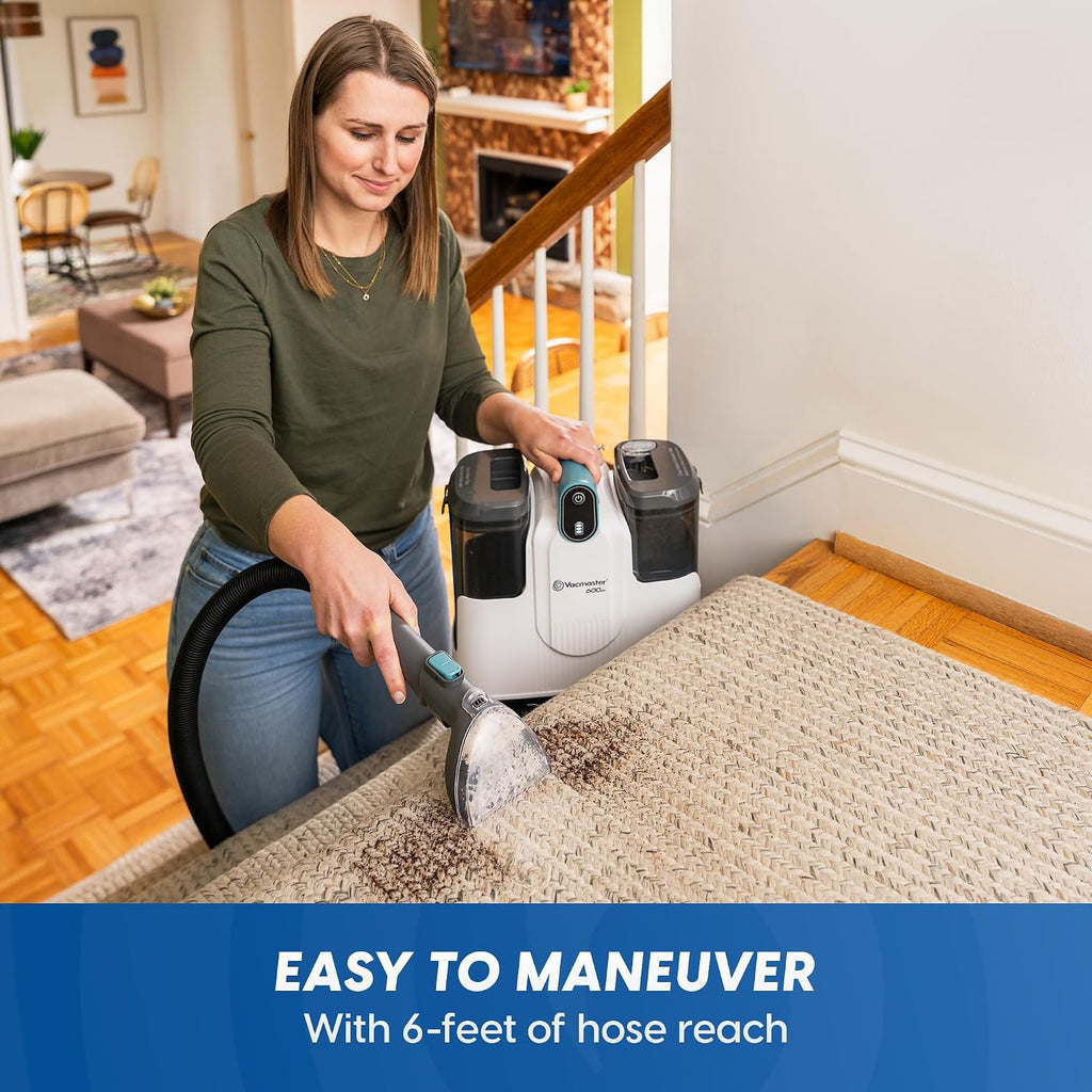 Vacmaster 600 Series 24V Cordless Portable Carpet & Upholstery Spot Cleaner Machine, 16Kpa Power Suction, with Hose Cleaning Tool and Versatile Tools for Pets, Area Rugs & Couches – DSCC2401 0101