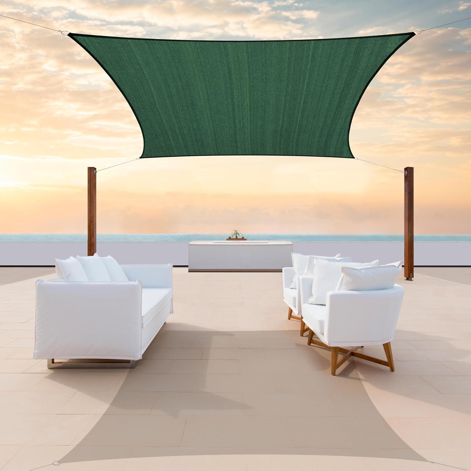 Colourtree CTAPR0816 Custom Size 12' x 14' Green Sun Shade Sail Canopy UV Block UPF50  Rectangle - Commercial Standard Heavy Duty - 190 GSM - 3 Years Warranty
