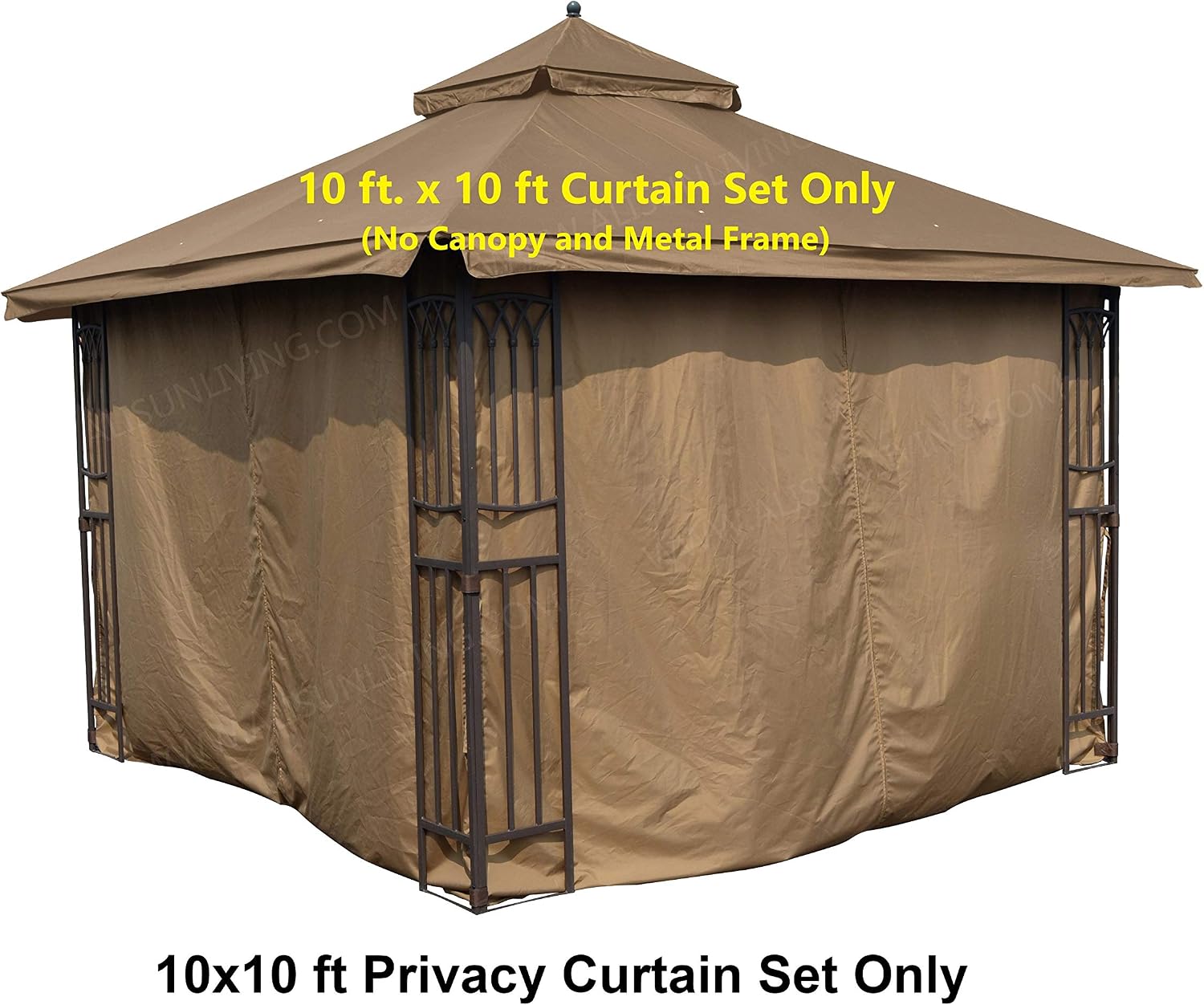 APEX GARDEN Replacements for Style Selections 10 ft x 10 ft Brown Metal Square Semi- Gazebo Model #TPGAZ9116 / #TPGAZ9116-ABD / #TPGAZ9126 / #TPGAZ9126-AB (4-Side Curtain)