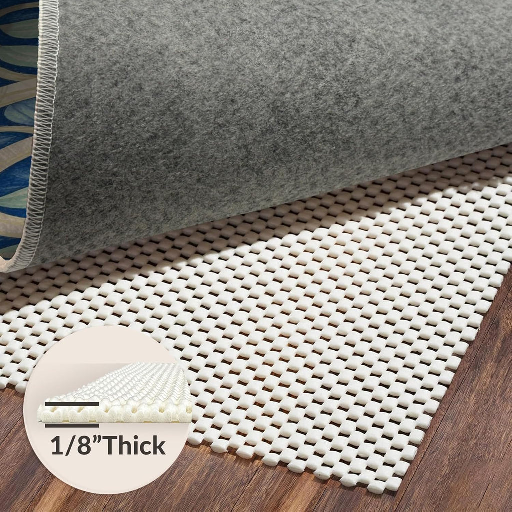 Design&I Low Pile Flatwoven Area Rug 5x7, Tropical Fish Coral Reef Marine Life Seascape, Machine Washable, Stain Resistant Indoor Rug for Living Room, Bedroom, Non Slip(Blue, 5x7, Pad)