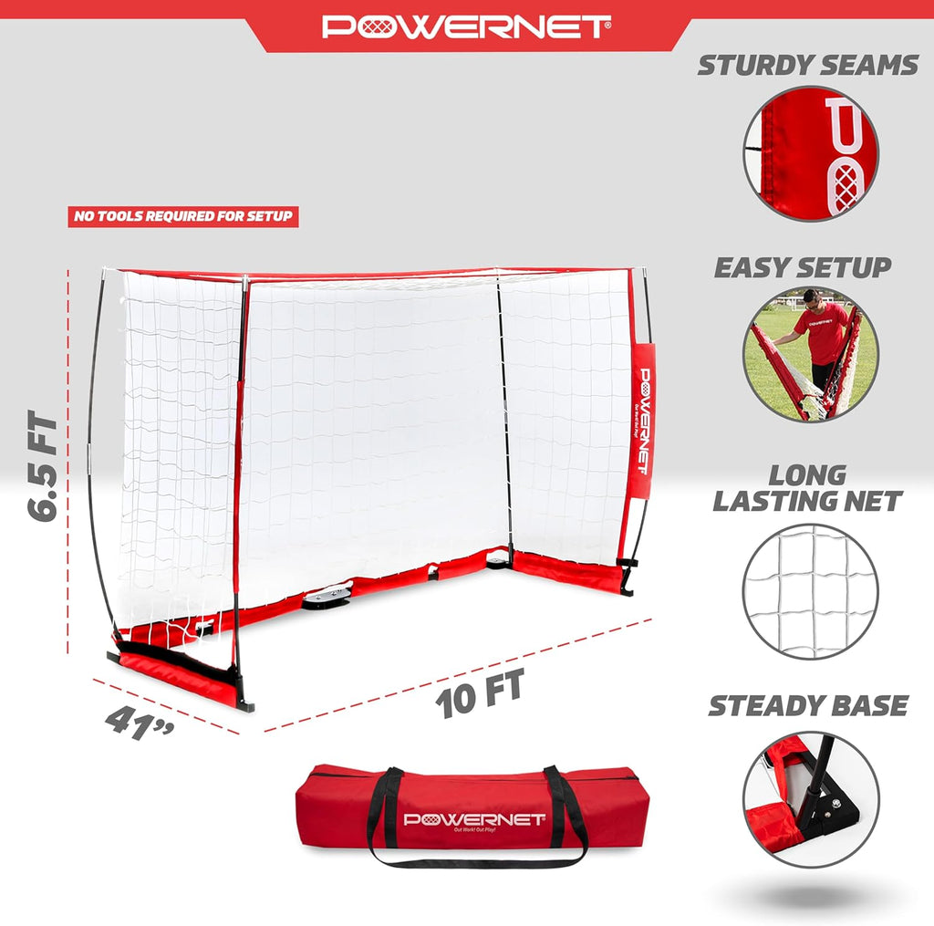 PowerNet Soccer Goal for Backyard, 3Mx2M / 6x4 / 8x4 / 12x6 / 14x7 /18.5x6.5 / 21x7 / 24 x 8 Portable Soccer Net, Sports & Outdoors Training Equipment, Quick Setup 1 Goal & Zipper Storage Bag