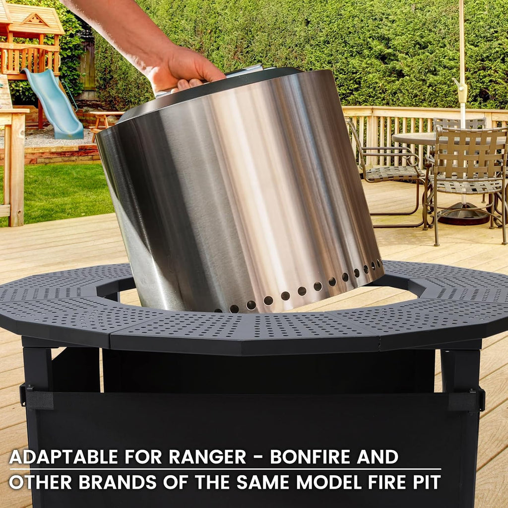 40 in Fire Pit Surround Tabletop for Solo Stove Bonfire and Ranger Wood Burning, Powder-Coated Steel Tabletop for Solo Stove Bonfire Accessories, 24 in Inner, Fits Most Wood Burning Fire Pit.