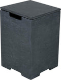 AMS Fireplace | Elementi Square Travertine Tall Dark Grey Propane Tank Cover | Marble Porcelain Top with Concrete GFRC Base | 15.9 × 15.9 × 24.9 inches | Suited for Positano Dark Grey Fire Pit Table