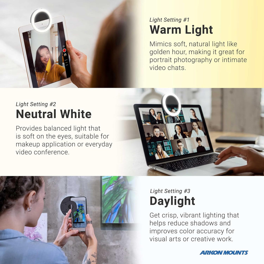 ARKON Mounts Remarkable Creator Pro+Plus, Phone Holder and Tablet Mount for Content Creation, Includes LED Phone Clip On Ring Light, Pink Extension Pole, for Content Creators, Live Streamers & More