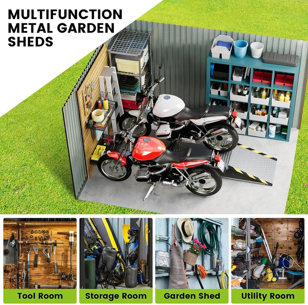 10 x 12 FT Outdoor Metal Storage Shed, Steel Yard Shed with Lockable Doors,Extra Large Utility and Tool Storage for Garden, Backyard, Patio, Outside Use
