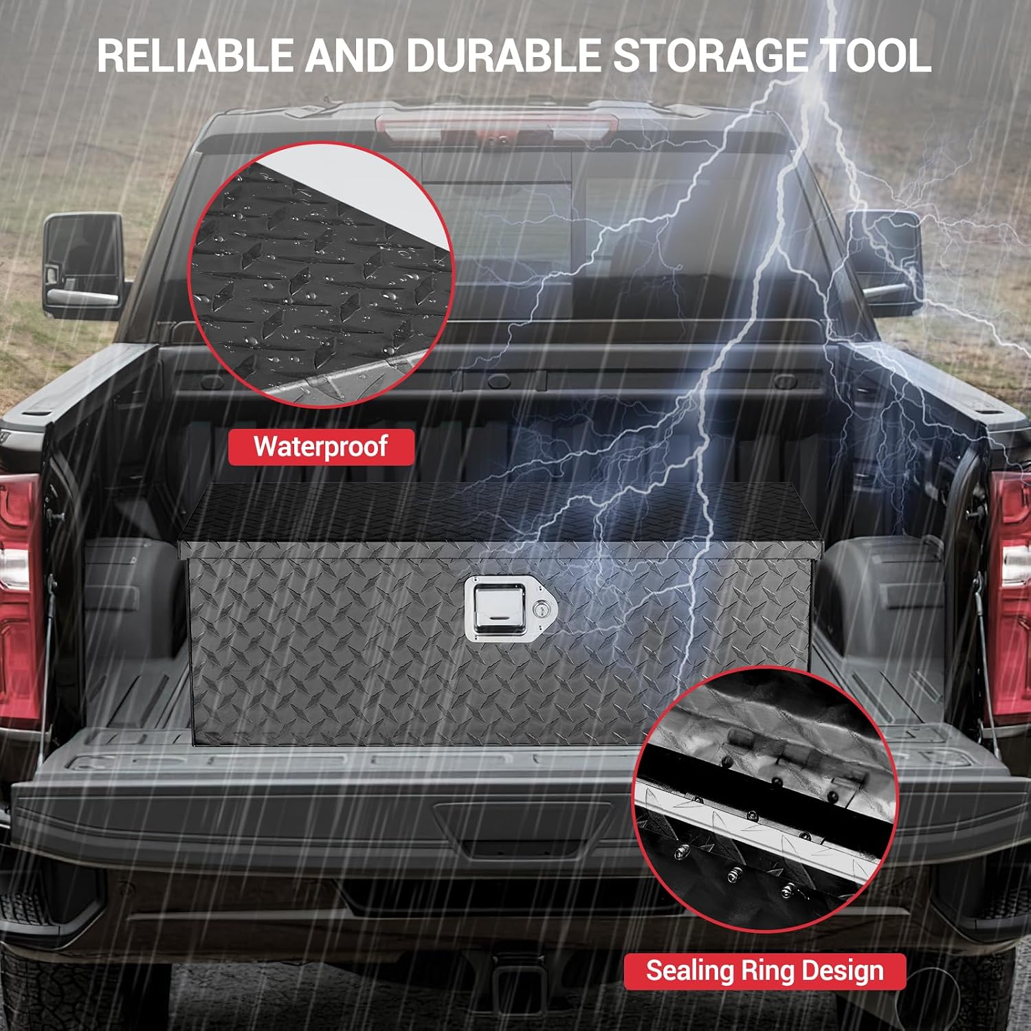 GarveeTech 30' Truck Bed Tool Boxes,Heavy Duty Aluminum Truck Toolboxes with Sliding Shelf,Waterproof Storage Tool Box Chest Box Organizer for Pickup,Truck Bed,RV,Trailer,Black