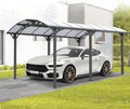 Real Relax 12 x 16 ft Metal Carport Kits with Polycarbonate Panel, Heavy Duty Metal Carport Canopy, Outdoor Car Tent Metal Garage Shelter for Car, Truck and Boats, Grey