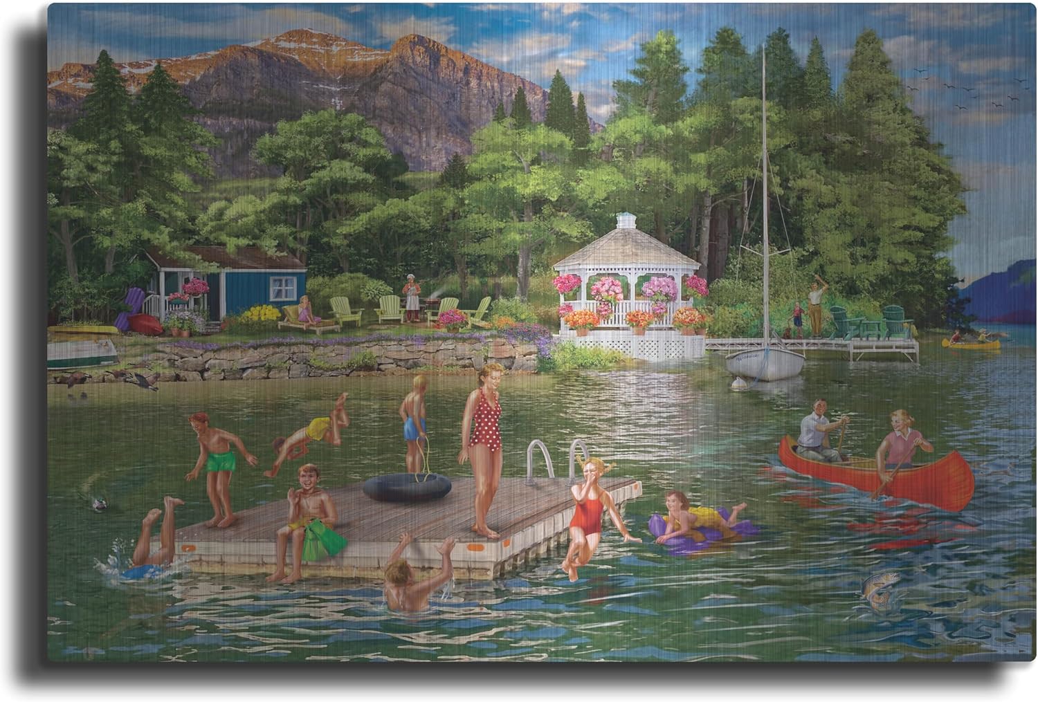 'Gazebo Lake' by Bigelow Illustrations Metal Wall Art, 36' x 24'