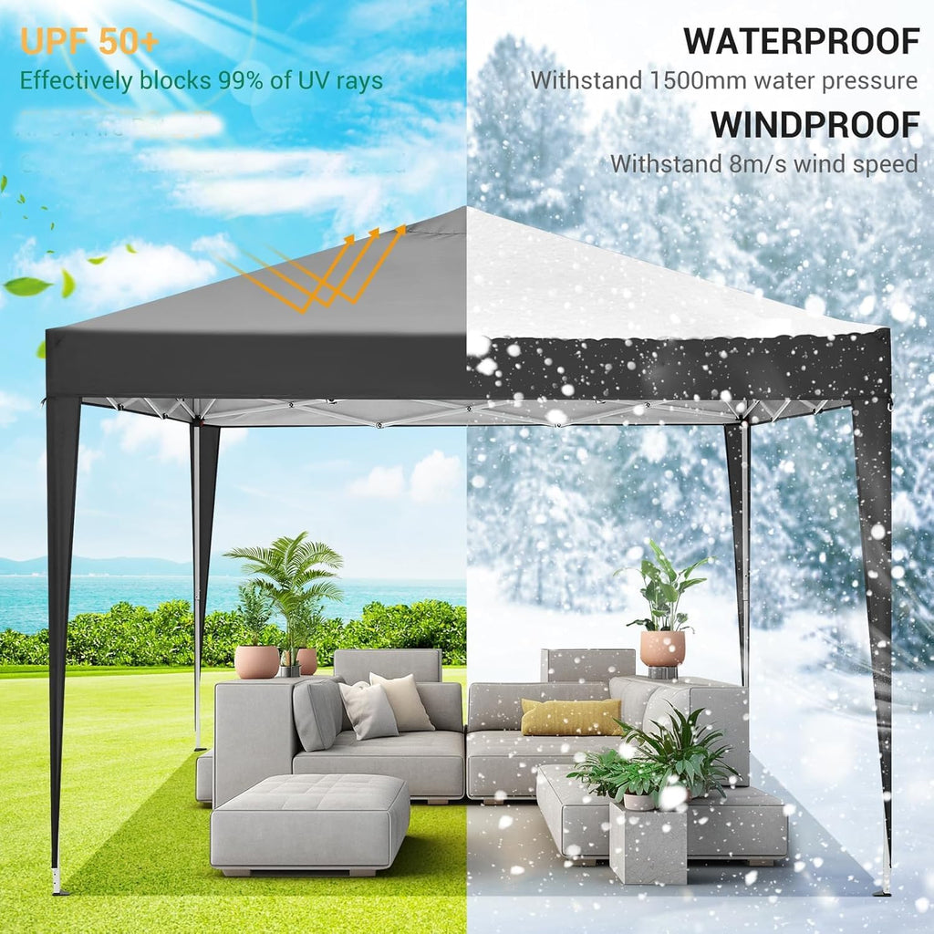 COBIZI 10x10 Pop up Canopy Tent Protable Canopy Tent with 4 Sidewalls Waterproof Commercial Instant Shelter for Parties, Wedding, Courtyard with Carry Bag(10x10FT with 4 Sides, Black)
