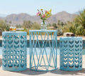 Y&M Set of 3 Round Heavy-Duty Side Table End Table, Coffee Table for Indoor Multifunctional Use, Outdoor Decorative Garden Stool Plant Stand-Light Blue