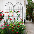 78.7'x80' 4 Pack Metal Garden Trellis with Galvanized Tube,Vines Plant Rose Vegetable Support,w/ 2 Pot Holders,Large Decorative Outdoor Trellis,for Backyard,Farm,Black