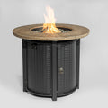 30'' Concrete Round Gas Fire Pit, 50,000 BTU Steel Outdoor Fire Tables, Fire Table with Lid, Add Warmth & Ambience to Gatherings and Parties On Patio Deck Garden Backyard.