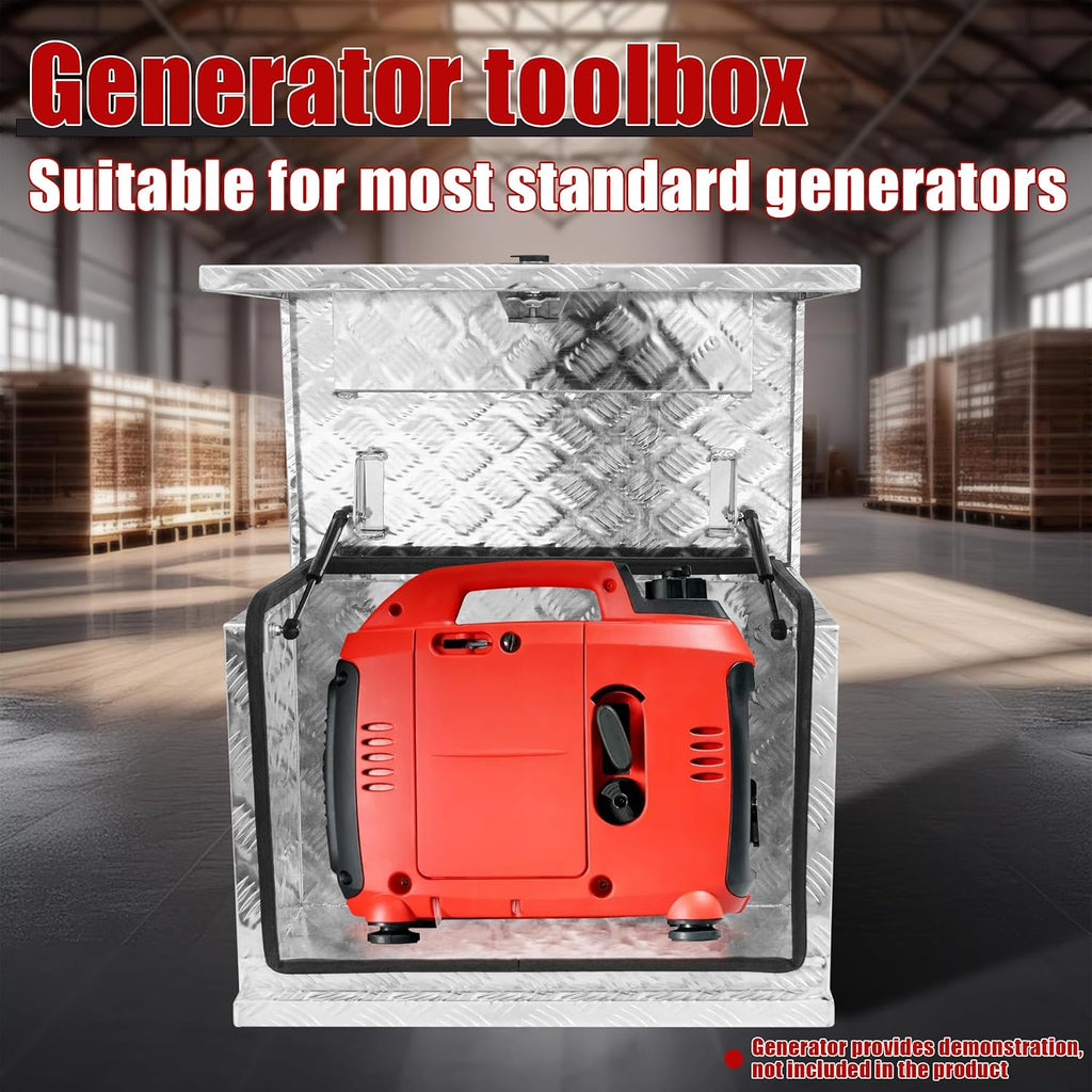 29.5x19.7x21.7 Inch Aluminium Generator Toolbox Heavy Duty Generator Storage Box Fully Sealed with Lock and Keys suitable for RV Garage