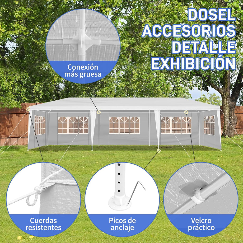 Outdoor Party Tent Wedding Birthday Tents for Parties Canopy Tent with Removable Sidewalls & Transparent Windows Outside Gazebo Event for Garden Patio and Backyard (10'x30'/5 Sidewalls)