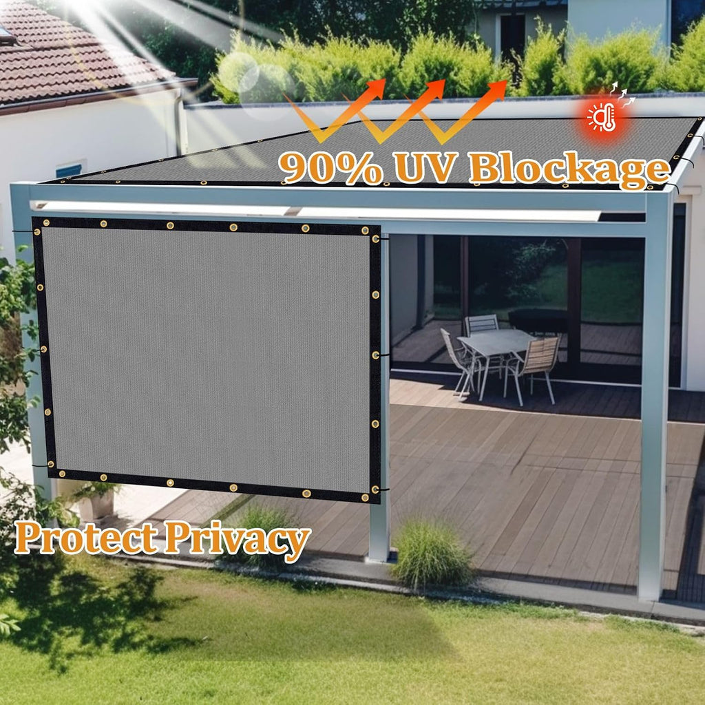 Shade&Beyond Customized Size 12' X 16' Shade Cloth with Grommets, 90% UV Protection Pergola Shade Cover Mesh Tarp Sun Screens for Patio GN08, Light Gray