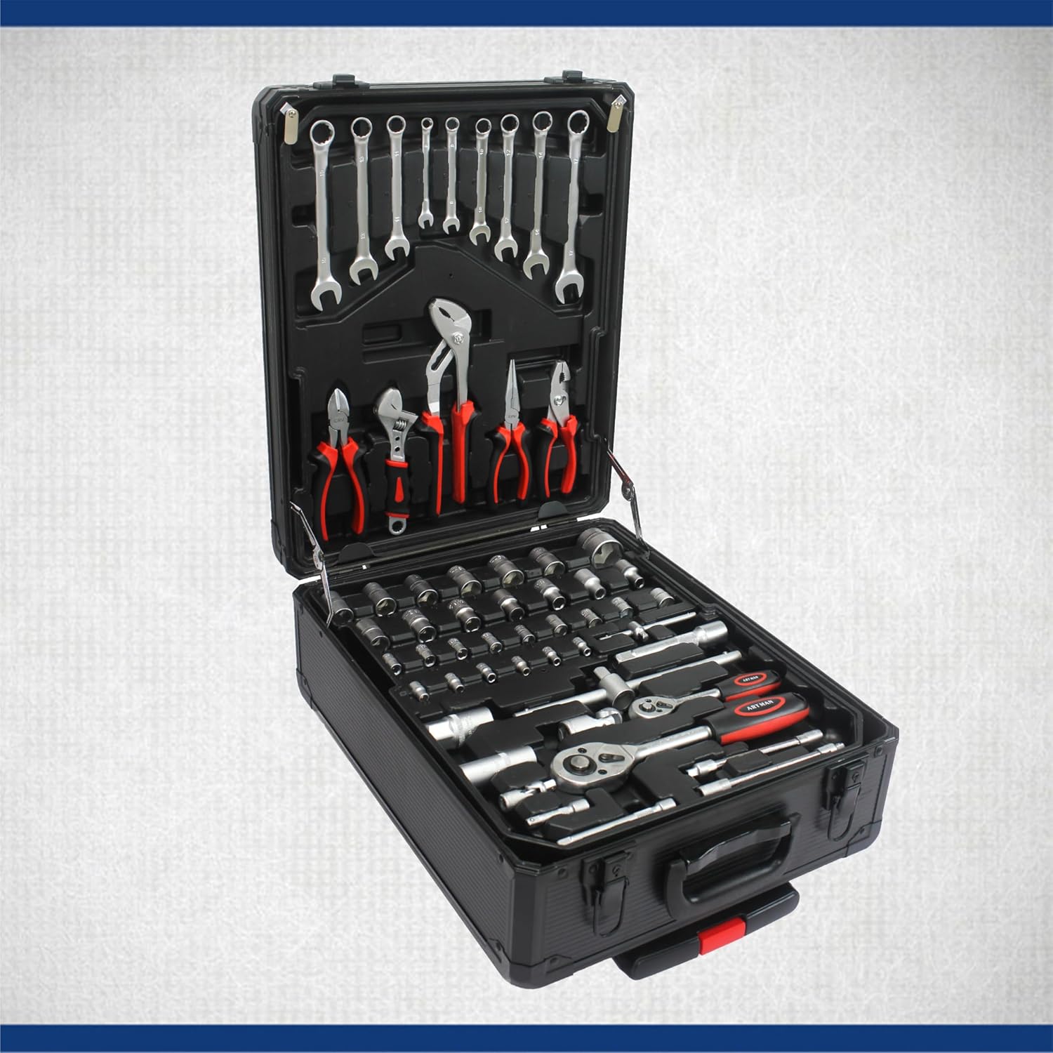 Rolling toolset case-899pcs Home Repair Tool Set Kit,Tool Trolley Case with Socket Wrench Hand Tool Set(4 Drawers), General Household Tool Kit with Rolling Toolbox, Tool Kit case on wheels