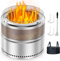Smokeless Fire Pit Outdoor, 20 Inch Portable Stainless Steel Smokeless Firepit with Grill Grate, Ash Pan & Carry Bag, Low Smoke Wood Burning Fire Pits for Camping, RV, Patio, Compact Storage