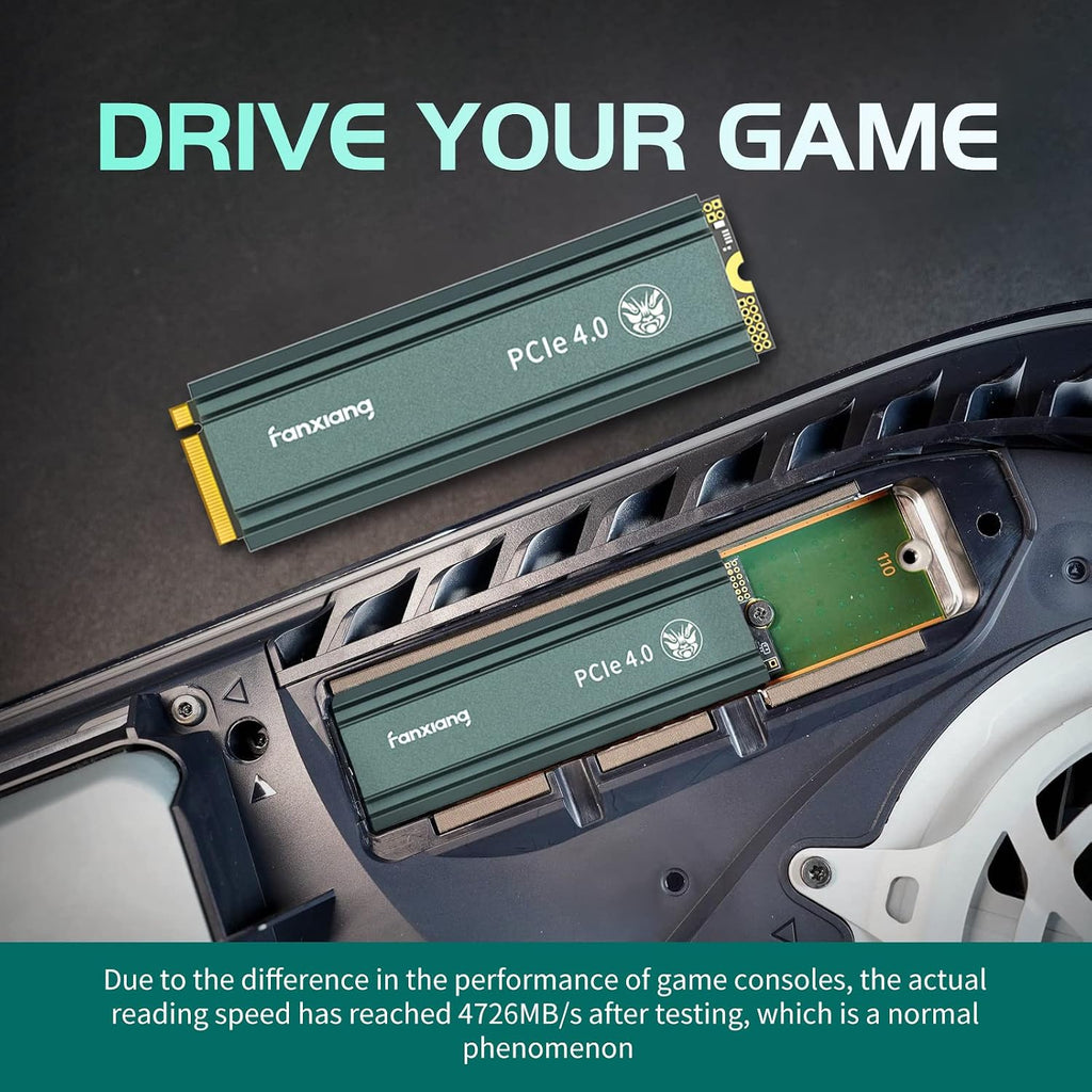 fanxiang S660 PCIe 4.0 2TB SSD for PS5 with Heatsink, Up to 5000MB/s, NVMe M.2 SSD Internal Gaming SSD NAND SLC Cache Suitable for PS5 Enthusiasts, Technology Enthusiasts, IT Professionals