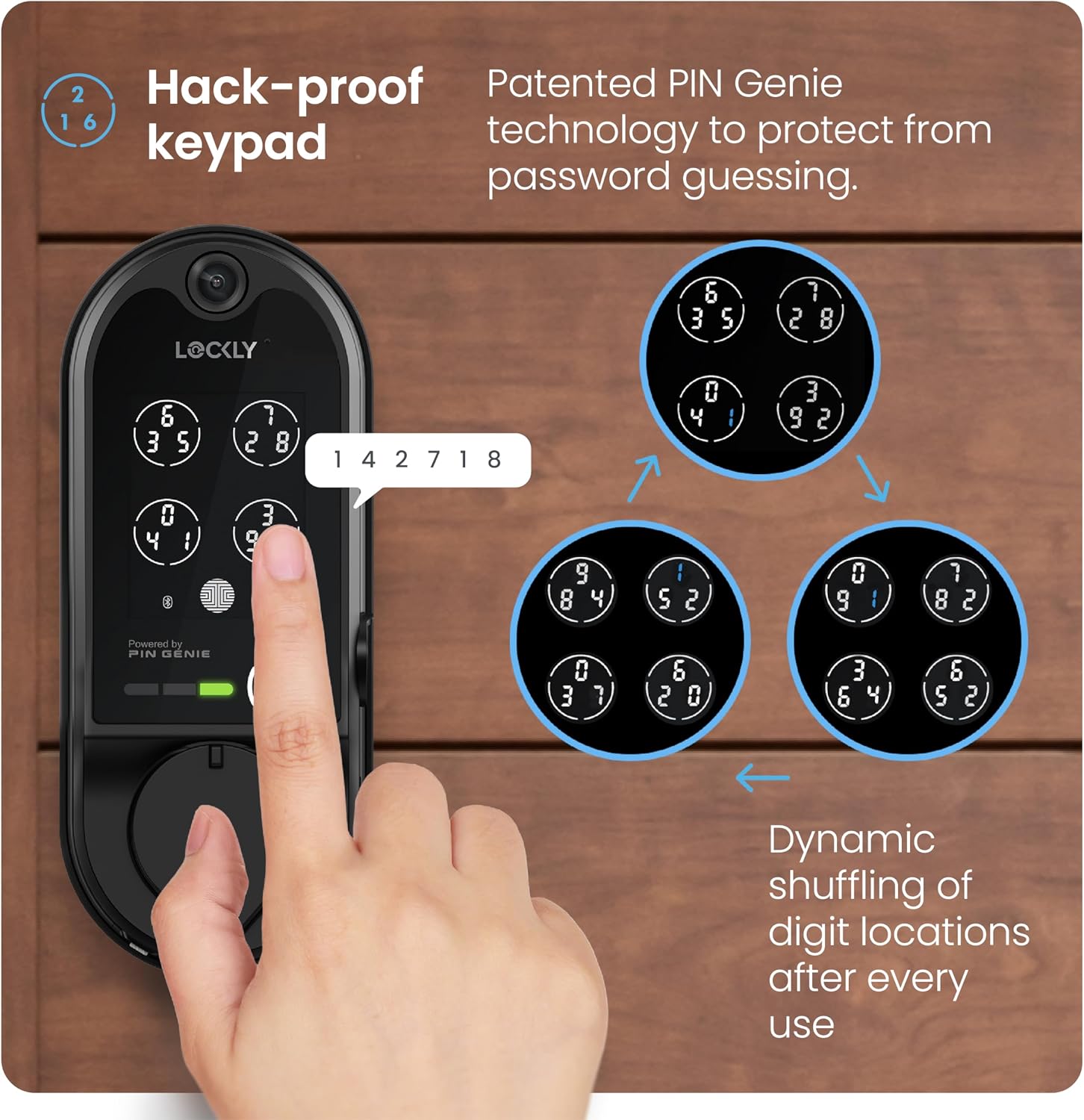 Lockly Vision Smart Lock with HD Video Doorbell, Fingerprint Door Lock for Front Door, Touchscreen Keypad, App Control, Auto Lock, No Monthly Fee- Matte Black