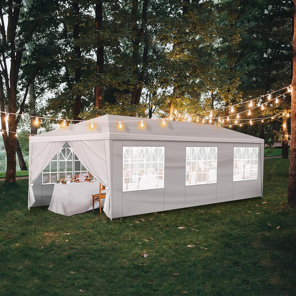 Outdoor Party Tent Wedding Birthday Tents for Parties Canopy Tent with Removable Sidewalls & Transparent Windows Outside Gazebo Event Tent for Garden Patio and Backyard (10'x30'/8 Sidewalls)