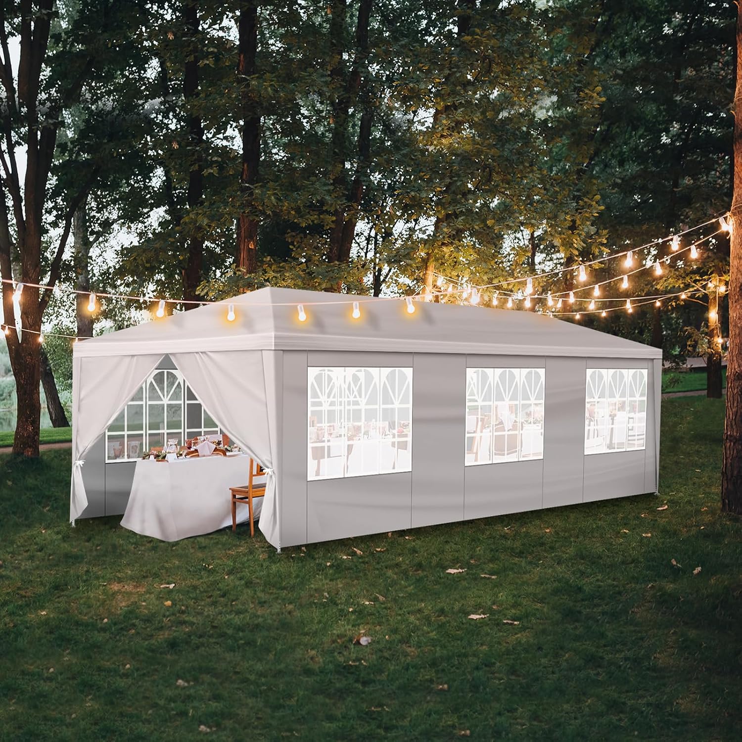 Outdoor Party Tent Wedding Birthday Tents for Parties Canopy Tent with Removable Sidewalls & Transparent Windows Outside Gazebo Event Tent for Garden Patio and Backyard (10'x30'/8 Sidewalls)