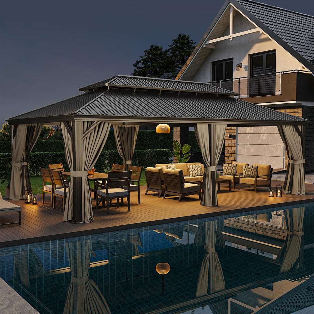 24 Ft. W X 14 Ft. D Metal Patio Deluxe Gazebo