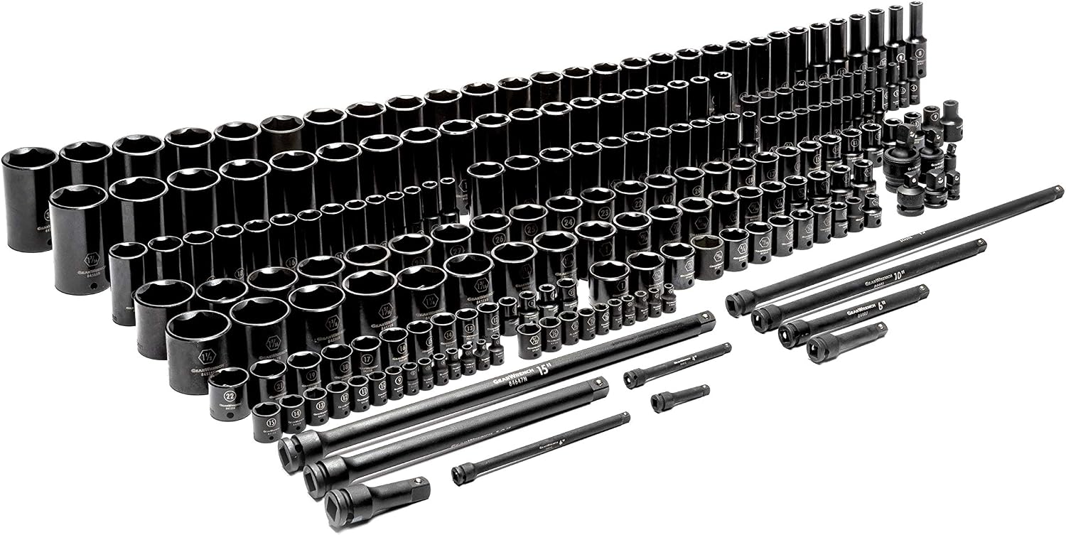 GEARWRENCH 209 Piece SAE/Metric 1/4', 3/8', & 1/2' Drive Master Impact Socket Set - 89072