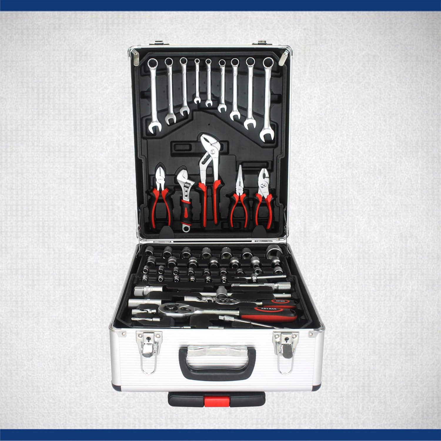 Rolling toolset case-899pcs Home Repair Tool Set Kit,Tool Trolley Case with Socket Wrench Hand Tool Set(4 Drawers), General Household Tool Kit with Rolling Toolbox, Tool Kit case on wheels