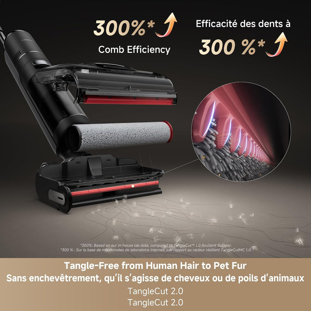 DREAME H15 Pro CarpetFlex Cordless Vacuum Mop, Wet Dry Vacuum Cleaner with Dual Brushes for Hard Floors & Carpet, Tangle-Free Hair-Cutting, 23kPa Suction, 180° Lie-Flat Floor Washer, 194°F Fast Drying