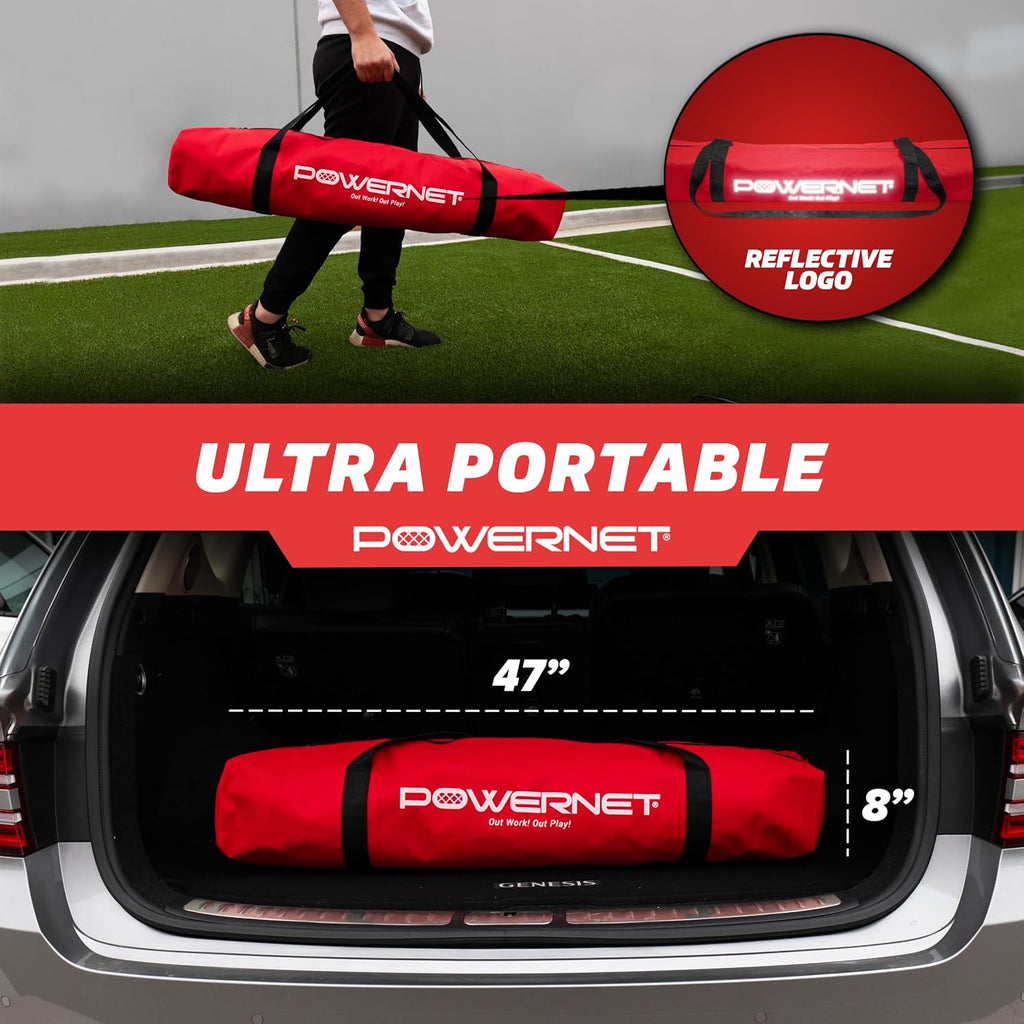 PowerNet Soccer Goal for Backyard, 3Mx2M / 6x4 / 8x4 / 12x6 / 14x7 /18.5x6.5 / 21x7 / 24 x 8 Portable Soccer Net, Sports & Outdoors Training Equipment, Quick Setup 1 Goal & Zipper Storage Bag