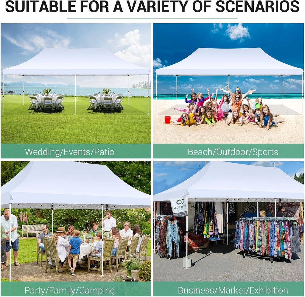 COBIZI 10x20 Pop Up Canopy with 4 Sidewalls, Conical Party Tent 10x20 with 3 Adjustable Height Waterproof, UV-Resistant with Carry Bag, Sandbag, Stake, Ropes for Parties, Commercial (Frame Upgraded)