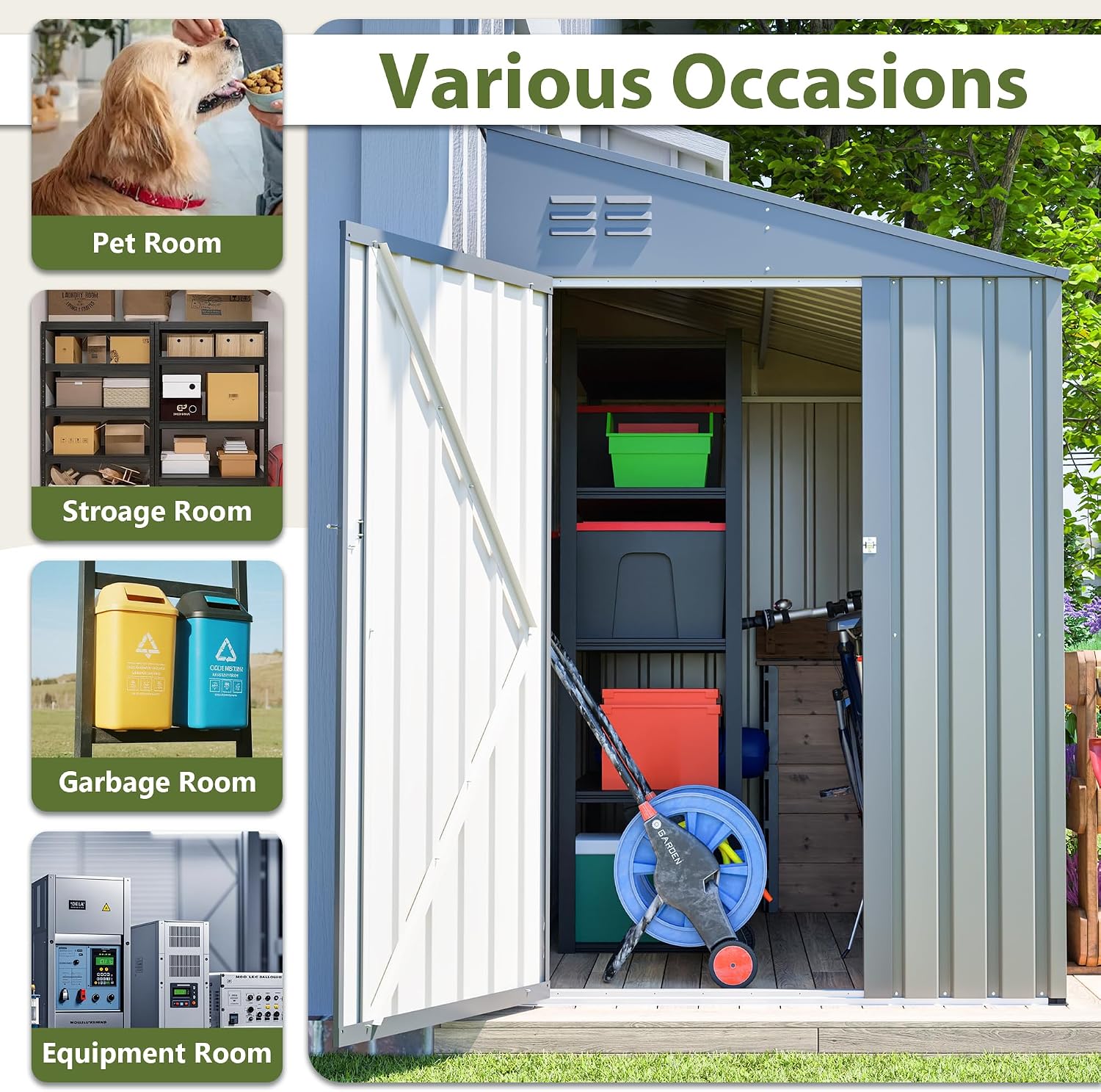White 4' x 7' Lean-to Storage Shed, Heavy-Duty Metal Outdoor Garden & Bike Shed with Lockable Door, Easy Assembly Backyard Storage Solution