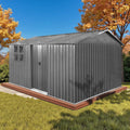 LINKHOO 12'x10' Metal Garden Shed，with Window & Sliding Door，Grey