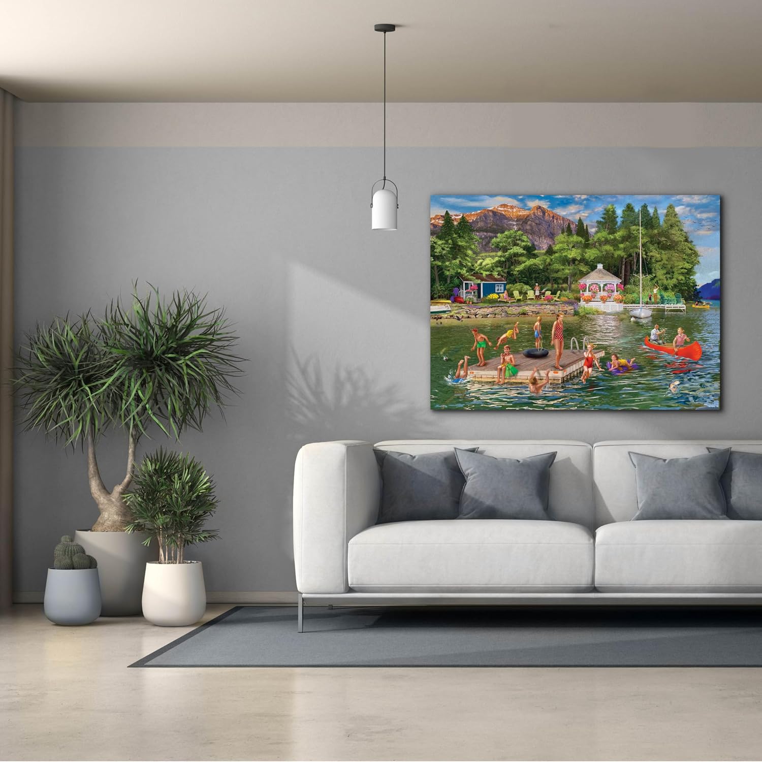 Epic Graffiti 'Gazebo Lake' by Bigelow Illustrations Canvas Wall Art, 54' x 40'