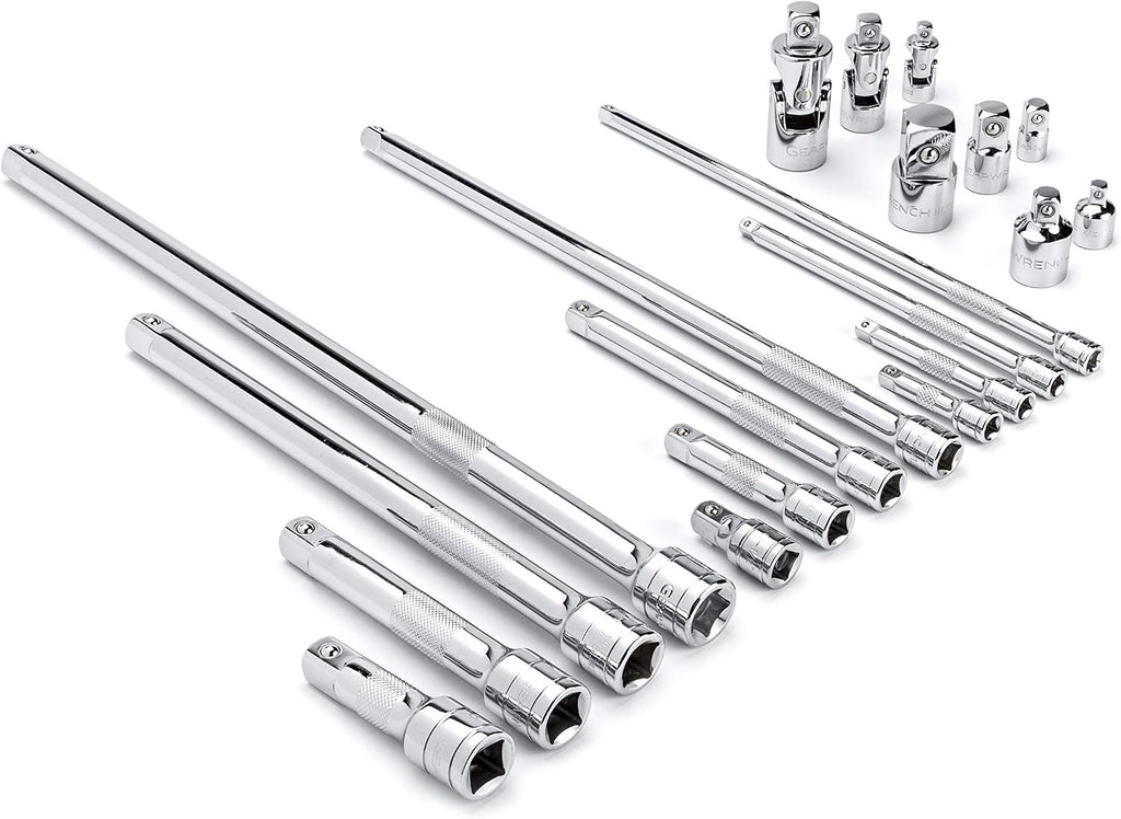 GEARWRENCH 20 Piece 1/4', 3/8', 1/2' Drive Extension, Universal Joint and Adapter Set - 81315A-07 (Pack of 6)